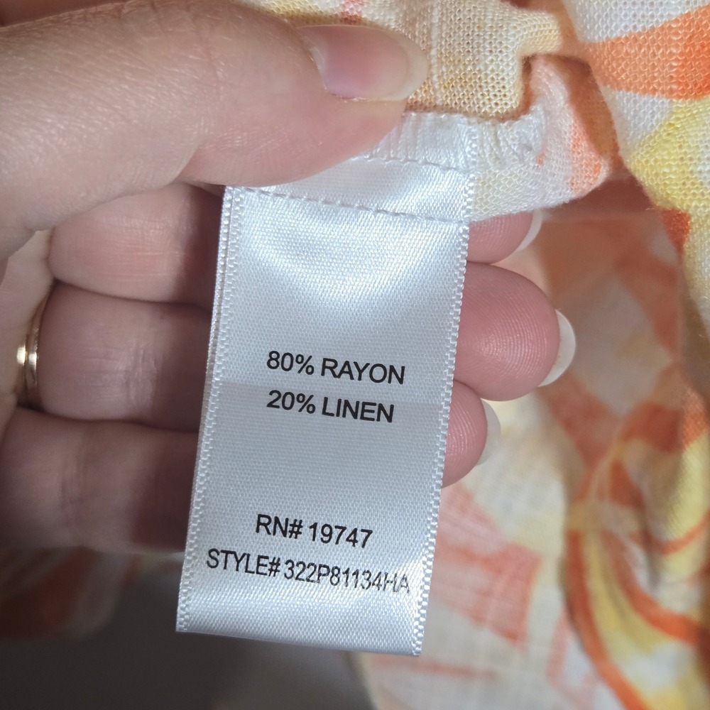 Land n Sea Orange Linen Blend Tropical Top Medium Boho Summer Coastal Resort - Picture 5 of 9